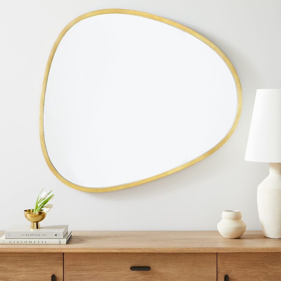 MidCentury Asymmetrical Metal Wall Mirror 99 cm W x 114 cm H West